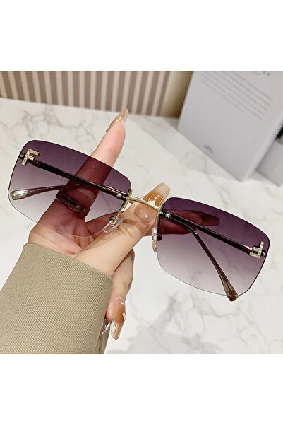 Choice3 C2 Double Grey QVQV Rimless Diamond Letters Sunglasses Fashion Square...