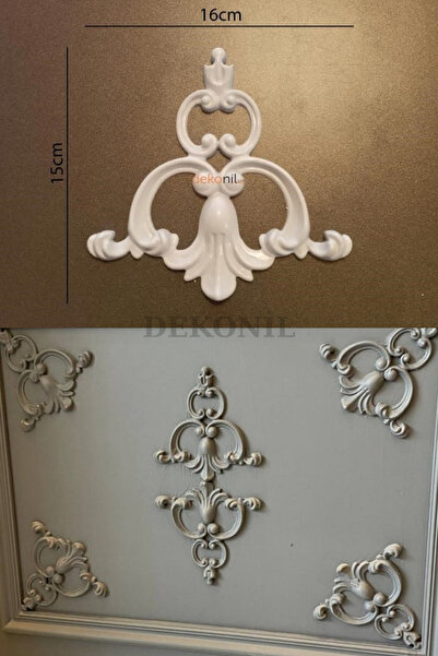 Dekonil Beyaz Boyanabilir Dekoratif Duvar Çıta Motifi 15*16cm - 2'li