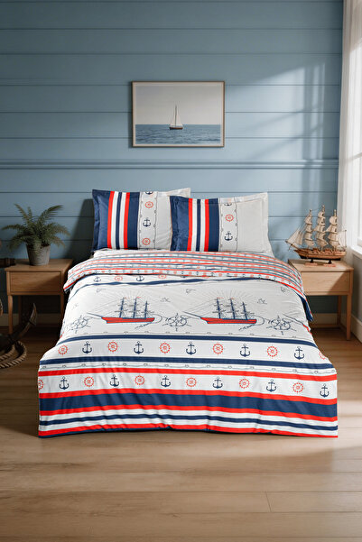 Menderes Home La Notte Marin Ranforce Double Duvet Cover Set 200X220 + 160X20...
