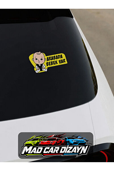 Arabada Bebek Var Dijital Baskı Sticker- Araba-Motosiklet Etiket Sticker