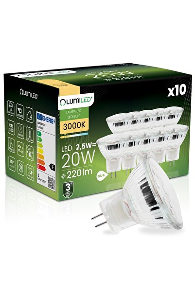 Lumiled 10x Bec LED GU4 Spot MR11 2.5W = 20W 220lm 3000K Cald 120 °   12V