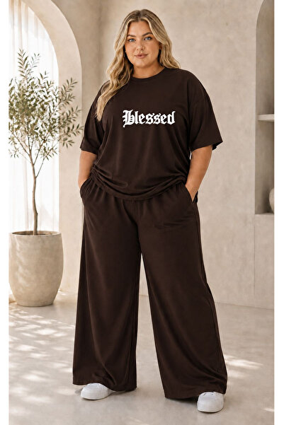 Pink Sky Women's Plus Size Premium Oversize Cotton 2-Piece Tracksuit Set Casu...