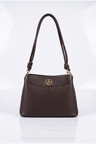 Armine TREND Double Strap Detailed Leather Look Shoulder Bag Brown Arm204