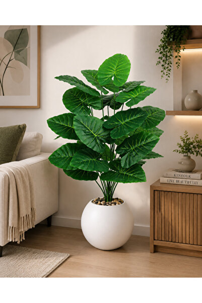 N.zone 110cm Tall Artificial Heart-Shaped Plant with Elegant White Pot, Featu...