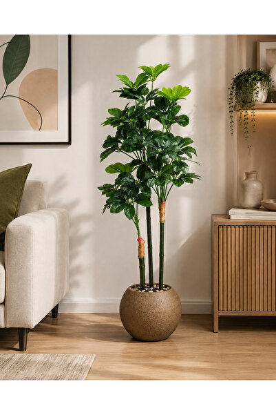 N.zone Artificial Shvelleria Tree 150 cm Tall with a Luxurious Pot (30X40 cm)...