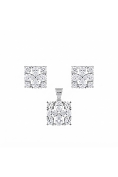 PIETRICELE Gorgeous Cube Set, 925 Silver Rhodium Plated, Zirconia
