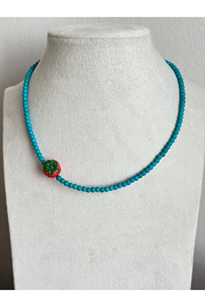 mibrillo Turquoise Necklace with Strawberry Details. Summer Trend Strawberry ...