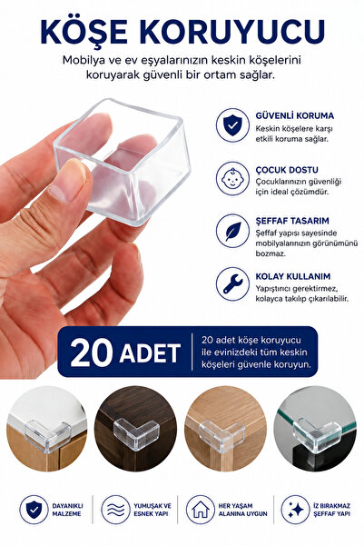 Dünya Sünger 20 Adet Şeffaf Masa ve Sandalye Ayak Koruyucu 3 cm | Silikon Mob...