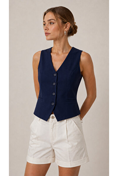 Bella Bloom Boutique Vestă elegantă de damă cu decolteu în V pentru birou și ...