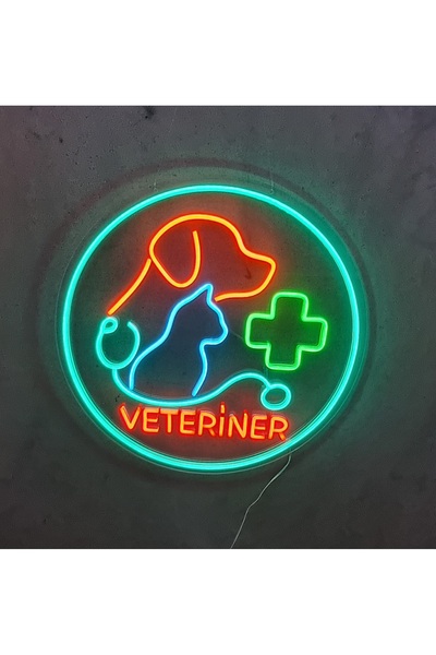 ONSANSHOP Veteriner kliniği siluetli neon led tabela