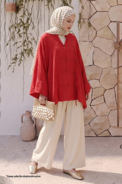 InStyle Crveni kimono sa širokim rukavima