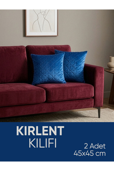 Piyes Home Kobalt Mavisi Dekoratif Kırlent Kılıfı 2’li Set – Kapitoneli Peluş...