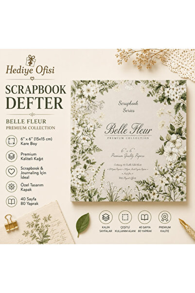 hediyeofisi Scrapbook Desen Defteri 6x6 İnç - 40 Sayfa Vintage Journaling Des...