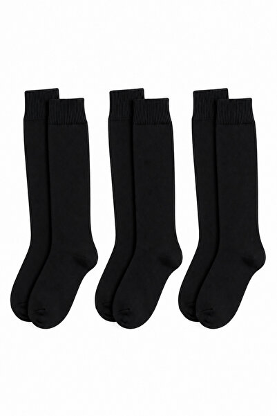 westicgiyim 3-Pack Children's Knee-High Socks 80% Cotton White Black Color Op...