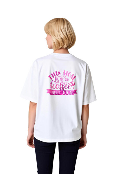 PayBuy Living Mom Printed Women's Oversize T-Shirt with Coffee and Yoga