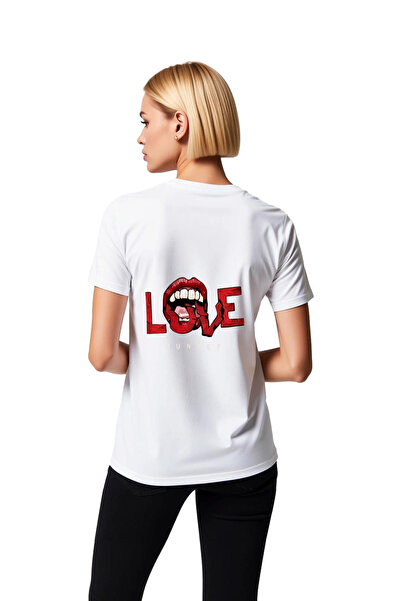 PayBuy تي شيرت نسائي مطبوع بتصميم مكتوب عليه Love Hunger