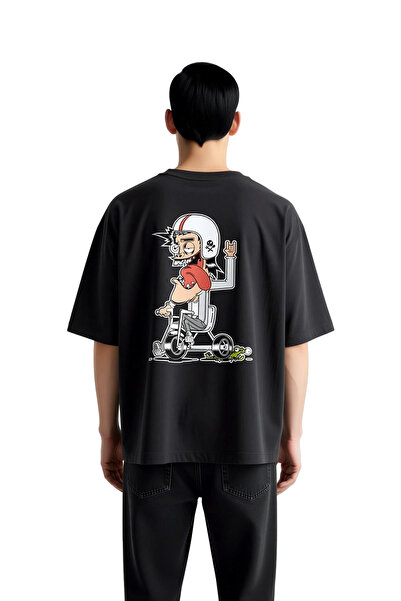 PayBuy Men's Oversize T-Shirt Cycling Enthusiast Line Art Printed Relaxed Fit...