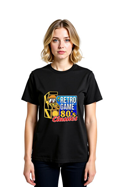 PayBuy Tricou imprimat cu tematică jocuri arcade pentru femei, 100% bumbac, c...