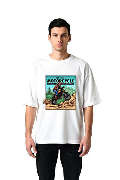 PayBuy Motorcycle Adventure Slogan Printed Men's Oversize T-Shirt