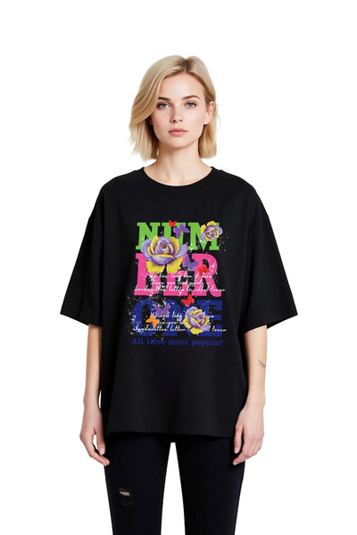PayBuy Women's Oversize Nostalgia Themed Floral Printed Romantic Message Comf...
