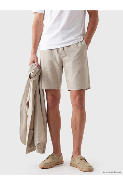 LC Waikiki Trendlucky Men's Regular Fit Linen Look Shorts with a Difference