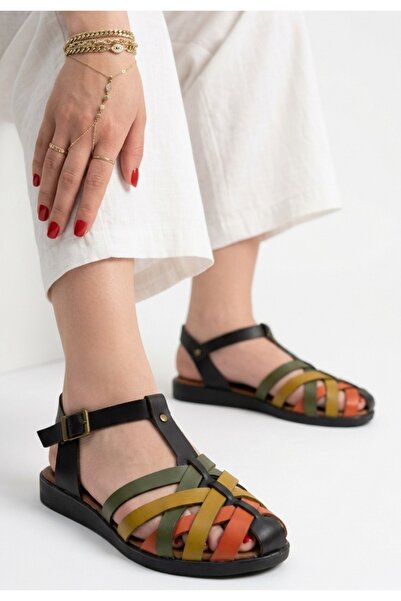 Generic Brand Woji Black Genuine Leather Belted Sandals