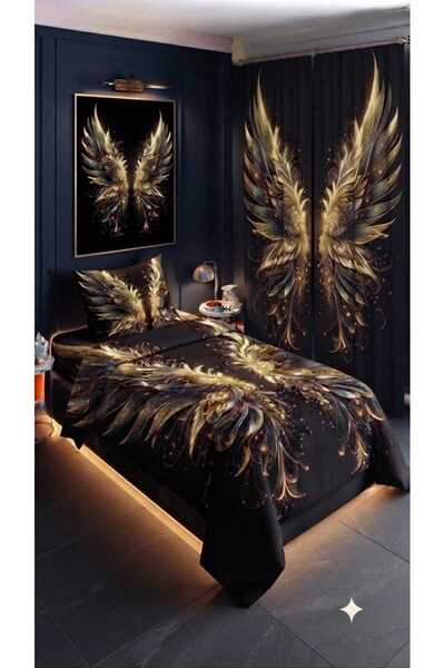 Elmas Dizayn 280*240 Cm. Special Design Single Bedding Set with Background Cu...