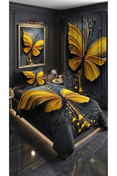 Elmas Dizayn 280*240 Cm. Special Design Single Bedding Set with Background Cu...