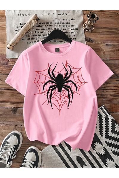COHERENT Unisex Erkek/Kadın SPIDER Özel Baskılı Oversize Pamuklu T-Shirt