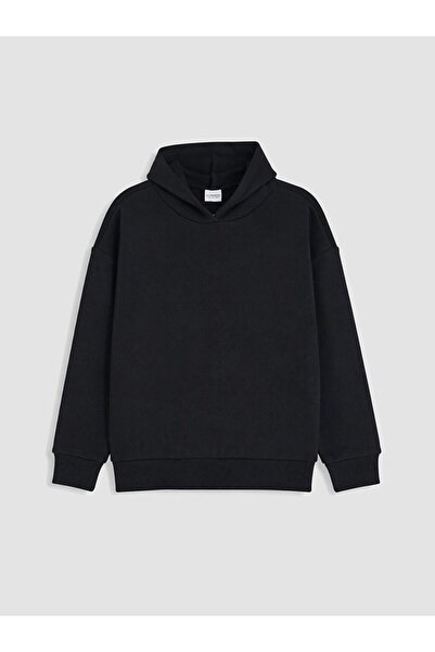 LC Waikiki Black Hooded Girl's Sweatshirt