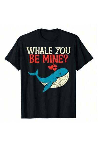 k222 Whale You Be Mine Funny Orca Valentines Day Pun Men T-Shirt, 220g Pure C...