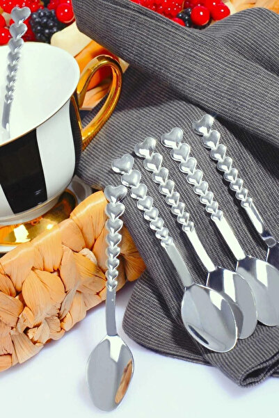 ÇOLAK HOME ÇETREFİL Paslanmaz 6 lı çelik Kalpli Yemek Kaşığı