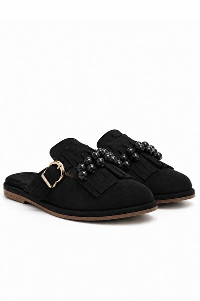 İX Muse Women's Suede Slippers with Beads and Tassel Detail