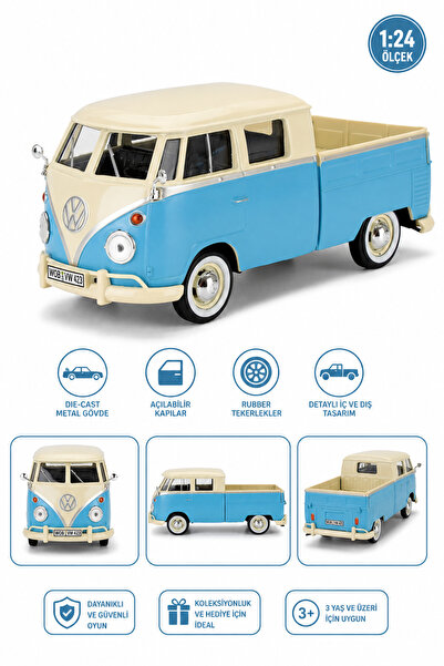 craftivio 1:24 Volkswagen Type 2 (T1) Double Cab Pickup Diecast Metal Model Car