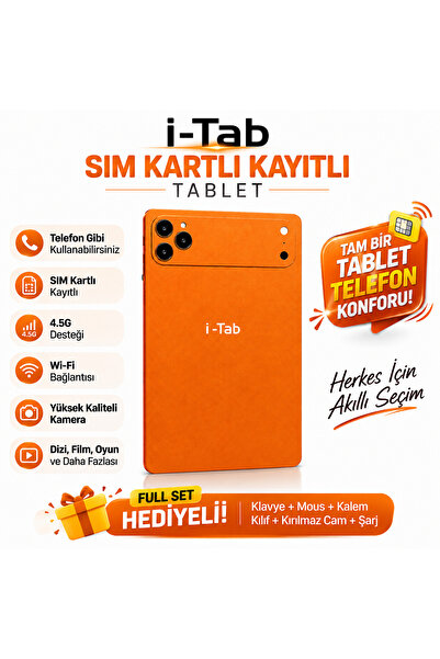 asfteknoloji İ-Tab 17 ProMax Sim Kartlı Full Set Hediyeli-Klavye+Mous+Kalem+K...