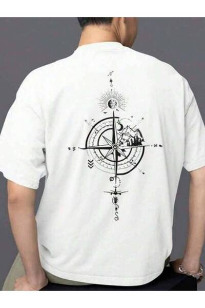 21JNRY A Fun Summer Print - Vintage Compass With Nature And Travel Elements, ...