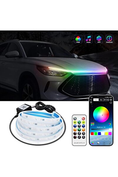 NALACAL شريط إضاءة LED خارجي لغطاء محرك السيارة، 59 بوصة، متعدد الألوان، شرائ...