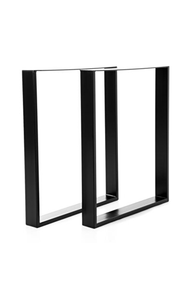 MACVI Set de 2 picioare metalice pentru masă, negre, profil lat de 80 mm — De...