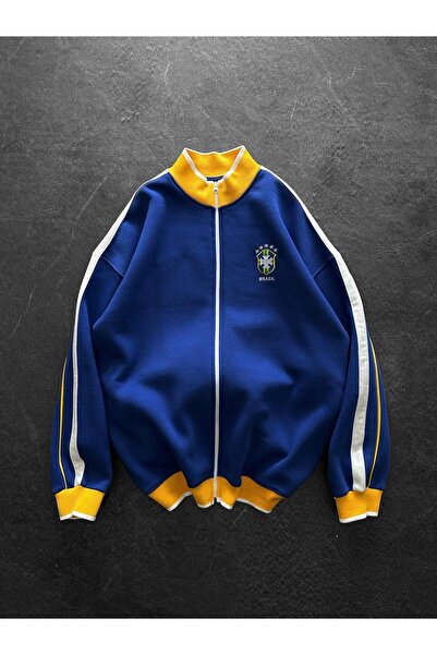 BREZİLYA NAKIŞLI FERMUARLI OVERSIZE SWEATSHIRT