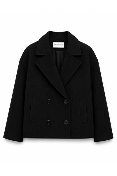SevdeUgur Short Checked Coat - Black -