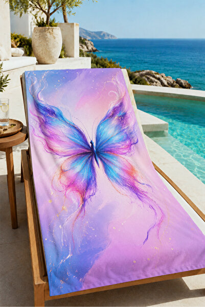 Evmila Bohemian Fuchsia Golden Starry Sky Patterned 70X150 Beach Towel - Digi...