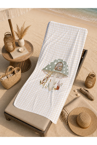 Evmila Fairy Tale Forest Tree and Animal Patterned 70X150 Beach Towel - Digit...