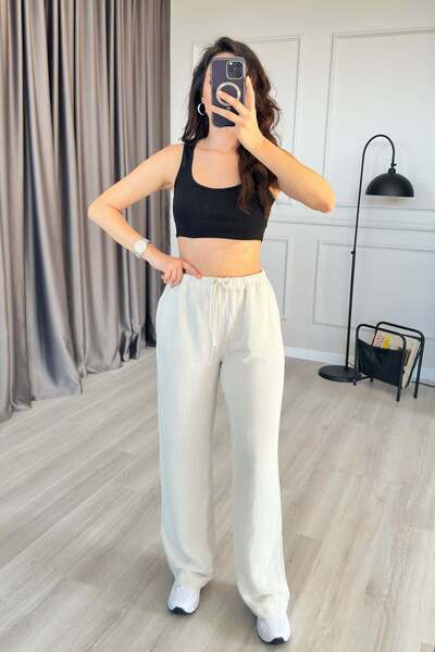 Clothes Fast Women's Stone Linen Lace-Up Elastic Waist Wide Leg Long Trousers...