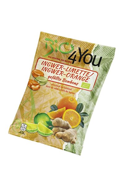 BIO4YOU Bomboane cu ghimbir cu lime și ghimbir cu portocală, bio, fără gluten...
