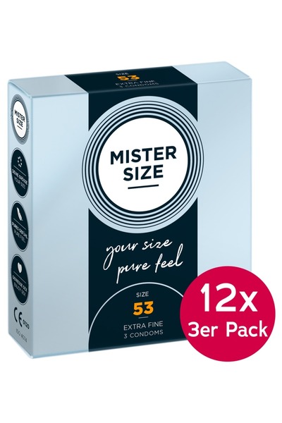 Mister Size 53 χιλιοστά, 12 τεμάχια, συσκευασία των 3, διαφανές