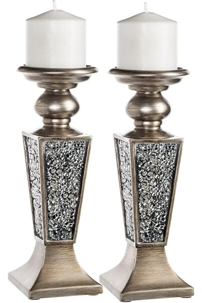 Creative Scents طقم حامل شموع شونويرك من قطعتين - تصميم فسيفساء متشقق - ديكور...