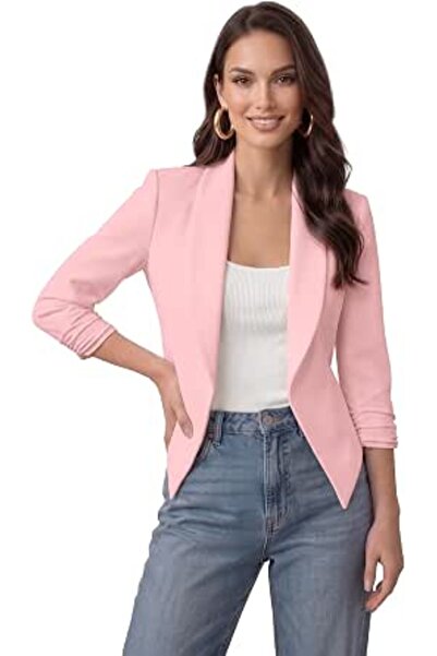 Hybrid & Company Women Double Notch Lapel Sharp Shoulder Pad Office Blazer | ...