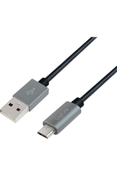 LogiLink Sync u 1μ Πλεκτό Καλώδιο USB 2.0 σε micro USB Γκρι (CU0132)