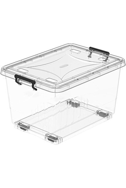Cosmoplast Plastic Storage Box Clear With Wheels And Latch-Locking Lid 22 Liters