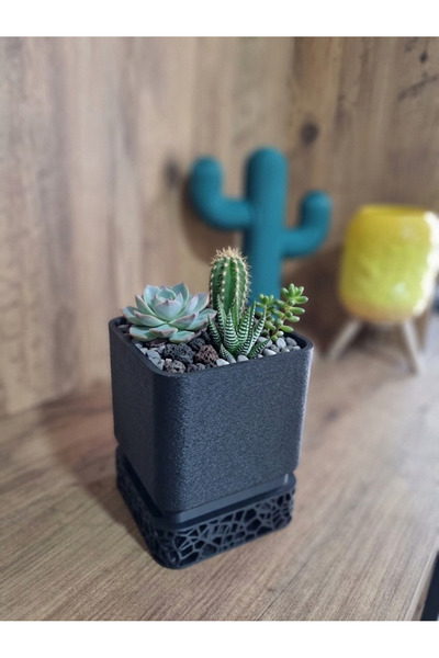 Ofis3D Siyah Dekoratif Saksı